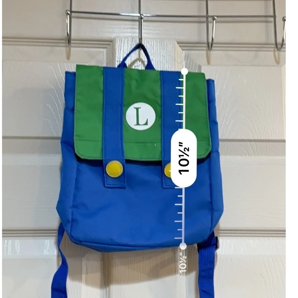 Nintendo Super Mario Bros Luigi Cosplay Mini Backpack‎ Blue Green Canvas Bag